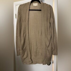 Ambiance Beige Knit Long Cardigan Size Small